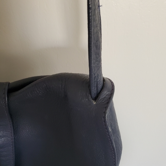 Vintage Tribeca Leather Crossbody Bag Blue Fold Over Snap Front - Picture 5 of 11
